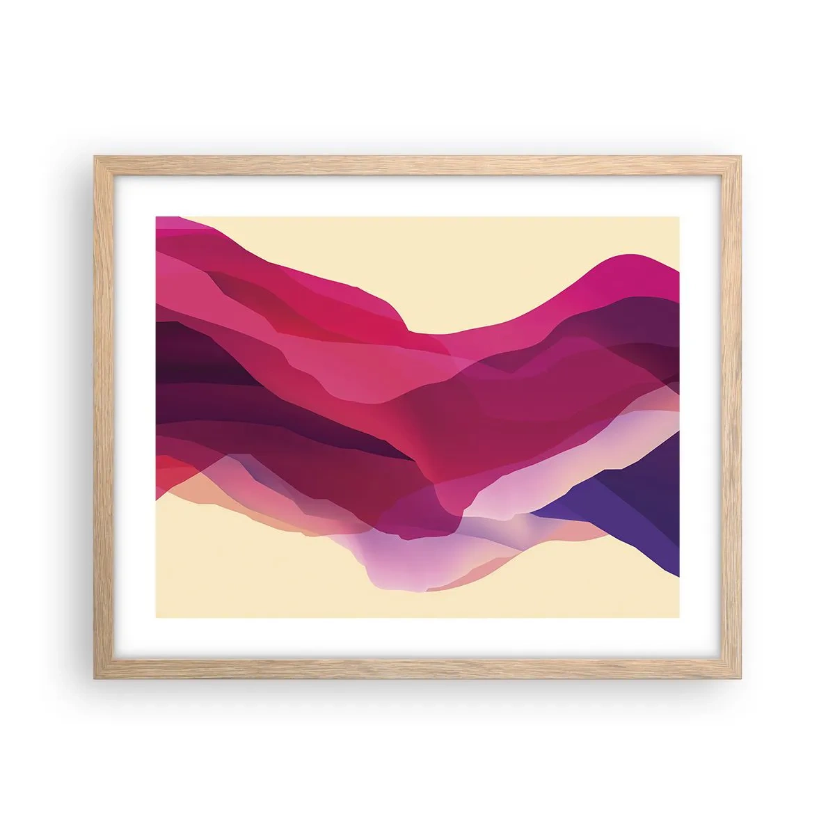 Poster in cornice rovere chiaro - Onde di porpora - 50x40 cm
