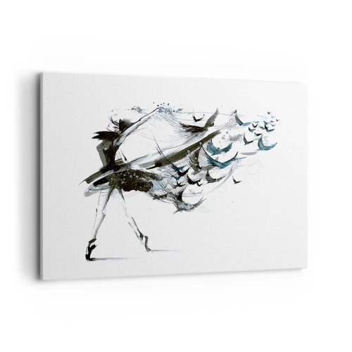 Quadro su tela - Stampe su Tela - Una ballerina con un abito dinamico a forma di uccello - 120x80cm - La magia della musica libera dall'incantesimo - Decorazione murale moderna per soggiorno e camera da letto ARTTOR