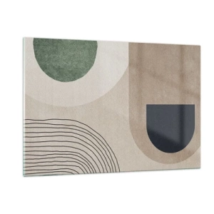 Quadro su vetro - Figure geometriche astratte in colori tenui - 120x80cm - La mitezza dell'ovale - Decorazione murale moderna per soggiorno e camera da letto ARTTOR