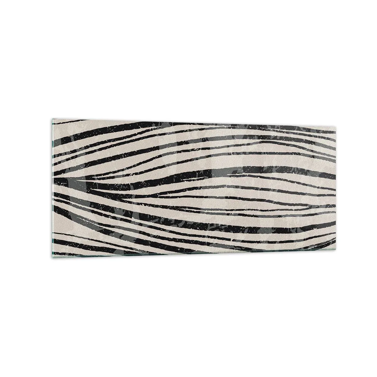 Quadro su vetro - Onde astratte in tonalità di bianco e nero - 120x50cm - Una palude di linee - Decorazione murale moderna per soggiorno e camera da letto ARTTOR