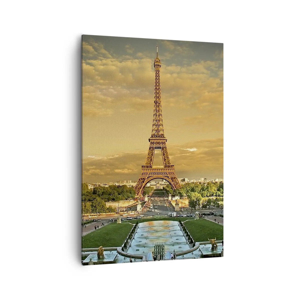 Quadro su tela - Stampe su Tela - La Torre Eiffel a Parigi al tramonto - 70x100cm - La regina di Parigi - Decorazione murale moderna per soggiorno e camera da letto ARTTOR