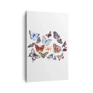 Quadro su tela - Stampe su Tela - Farfalle colorate su sfondo bianco - 80x120cm - Sciame delicato e colorato - Decorazione murale moderna per soggiorno e camera da letto ARTTOR