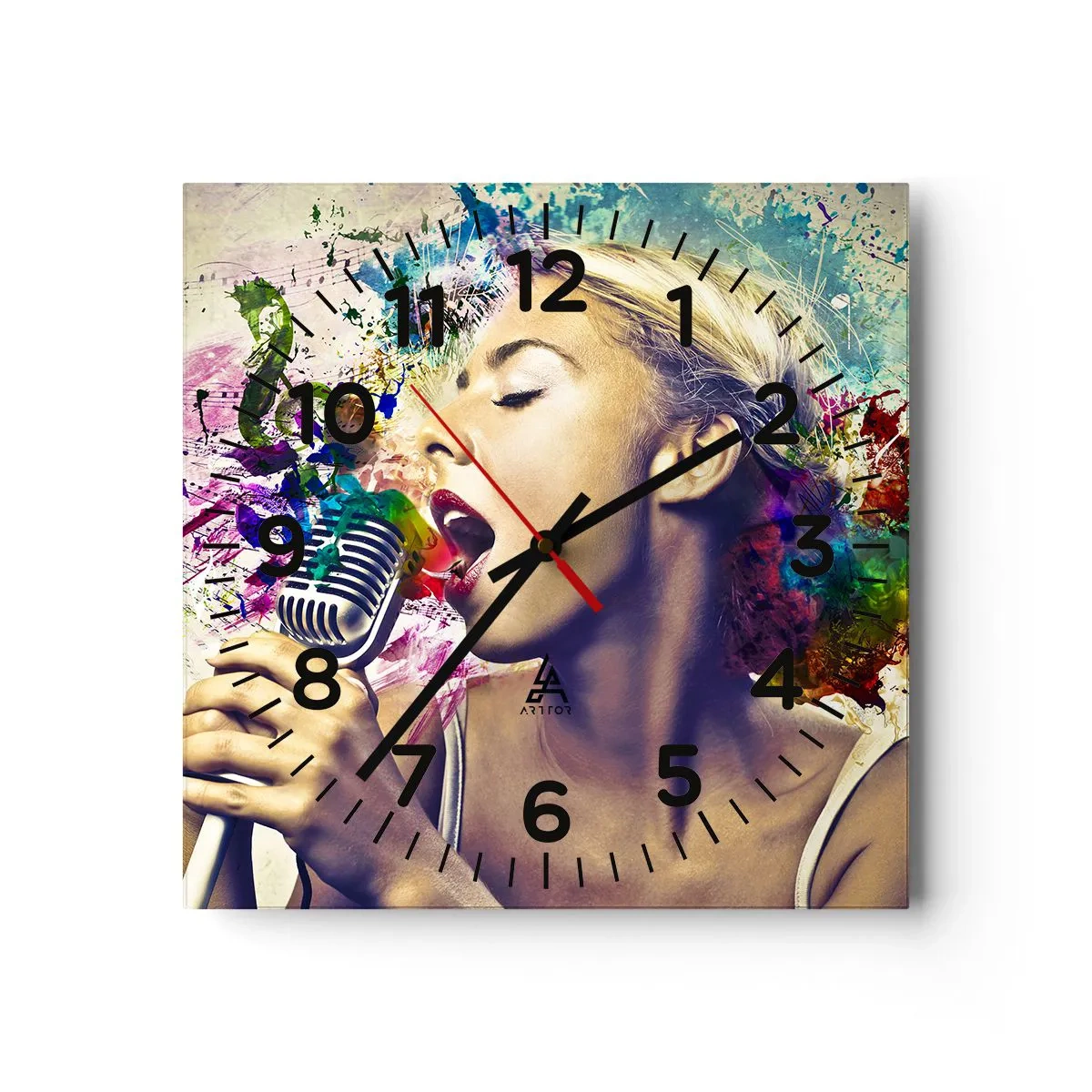 Orologio da parete - Orologio in Vetro - Dipingere il mondo con la voce - 40x40 cm