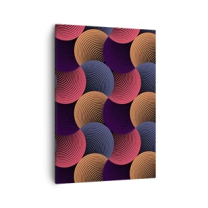 Quadro su tela - Stampe su Tela - Cerchi geometrici nelle tonalità del rosa, viola e oro - 50x70cm - Al ritmo delle sfere - Decorazione murale moderna per soggiorno e camera da letto ARTTOR