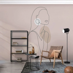 Fotomurali Premium Sand - Silhouette femminile minimalista in uno stile artistico dalle linee curve - 100x70cm - Icona di giovinezza - Decorazione murale moderna per soggiorno e camera da letto ARTTOR