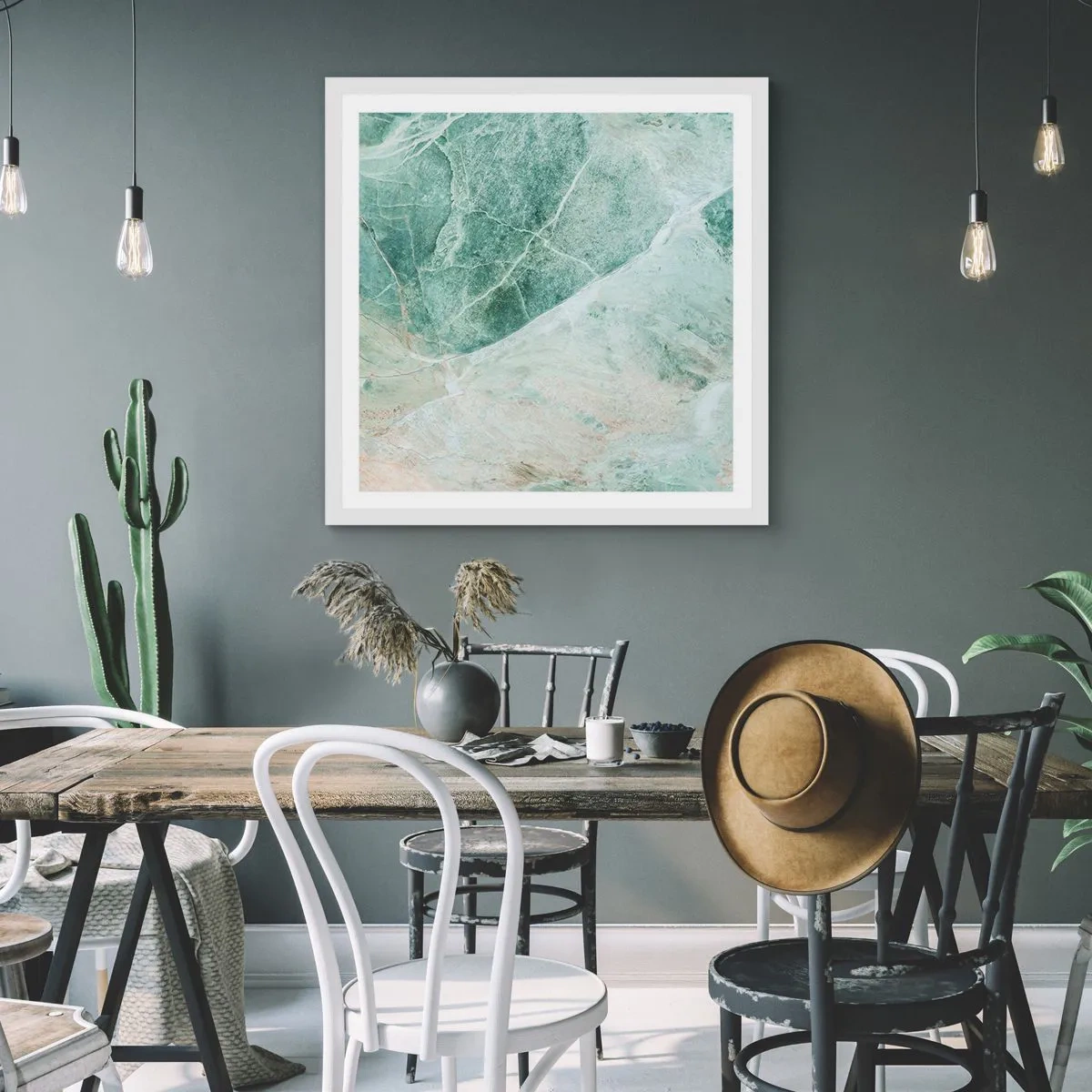 Poster in cornice bianca - Il freddo nobile della pietra - 60x60 cm