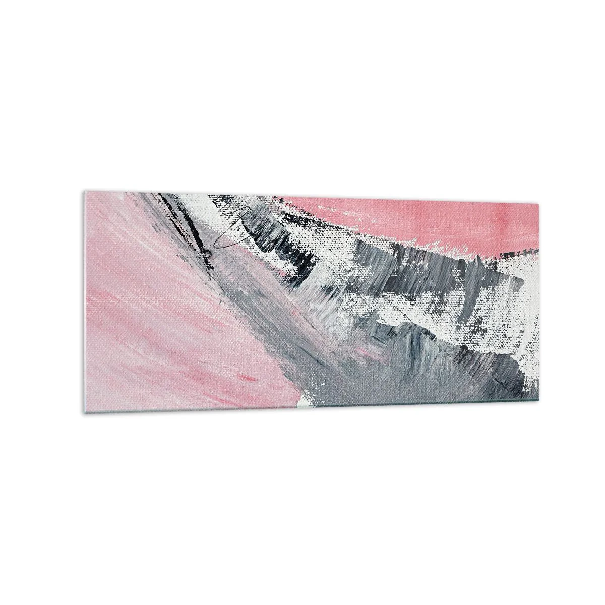Quadro su vetro - Una composizione astratta nei toni del rosa e del grigio. - 120x50cm - Composizione abbinata - Decorazione murale moderna per soggiorno e camera da letto ARTTOR