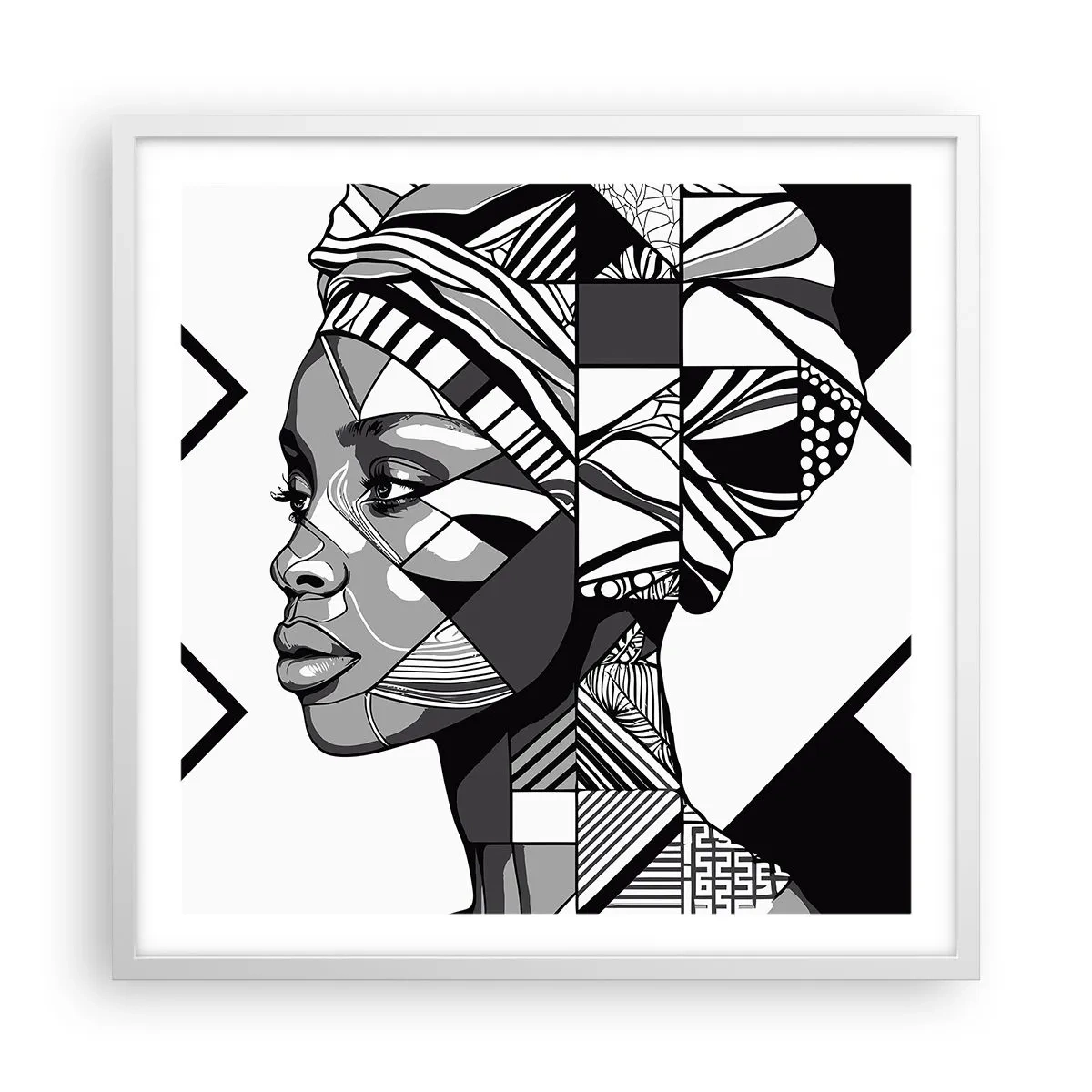 Poster in cornice bianca - Ritratto etnico - 60x60 cm