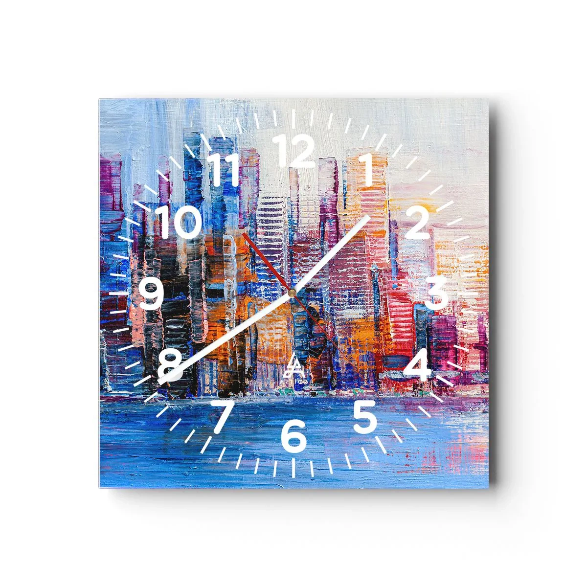 Orologio da parete - Orologio in Vetro - Metropoli gioiosa - 40x40 cm