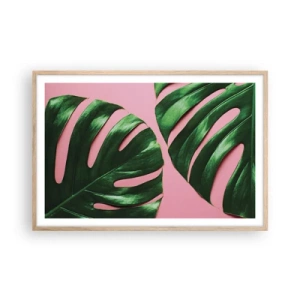 Poster in cornice rovere chiaro - Appuntamento in verde - 91x61 cm