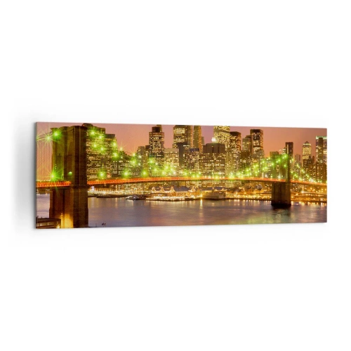 Quadro su tela - Stampe su Tela - Ponte illuminato in una città moderna di notte - 160x50cm - Qui la luce non si spegne mai - Decorazione murale moderna per soggiorno e camera da letto ARTTOR