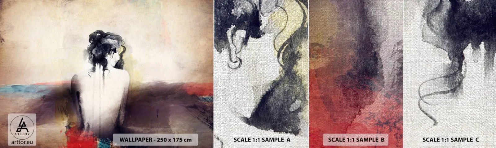 Campione di Fotomurale Premium Canvas - Linee miti, forme ovali - Donna, Corpo, Pezzo - 100x30 cm