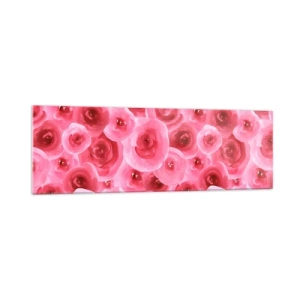 Quadro su vetro - Delicate rose nelle tonalità pastello del rosa - 160x50cm - Rose in alto e in basso - Decorazione murale moderna per soggiorno e camera da letto ARTTOR