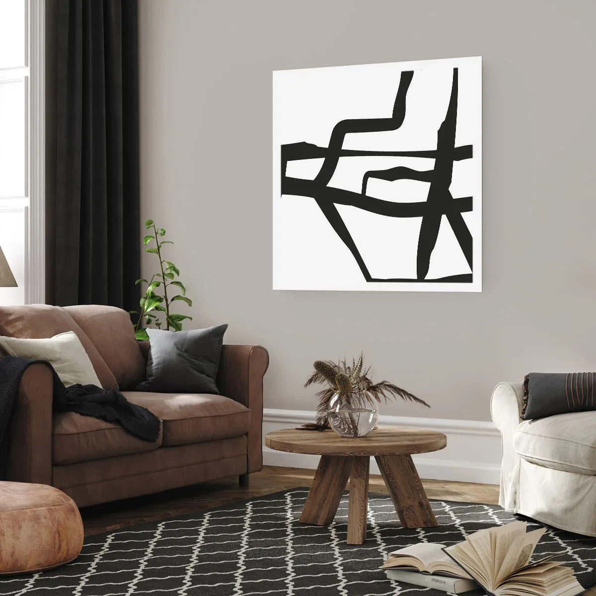 Poster - Struttura bianca e nera - 50x50 cm