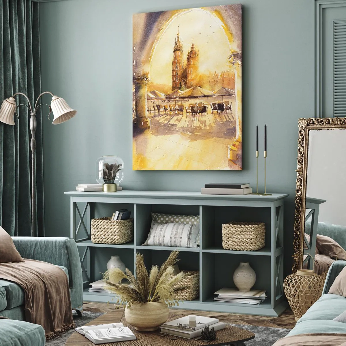 Quadro su tela - Stampe su Tela - Alba sulla piazza di Cracovia - 65x120 cm