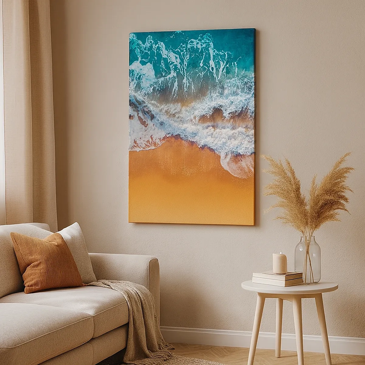Quadro su tela - Stampe su Tela - Vista aerea delle onde dell'oceano che si infrangono sulla riva - 50x70cm - Sempre in coppia - Decorazione murale moderna per soggiorno e camera da letto ARTTOR