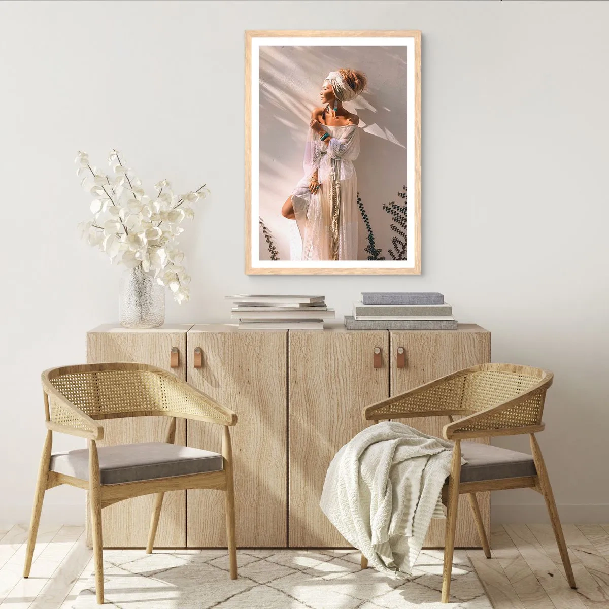 Poster in cornice rovere chiaro - Il sole e la ragazza - 40x50 cm