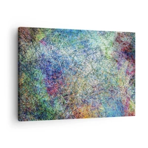 Quadro su tela - Stampe su Tela - Composizione astratta con linee e texture multicolori - 70x50cm - Non è cosi semplice - Decorazione murale moderna per soggiorno e camera da letto ARTTOR