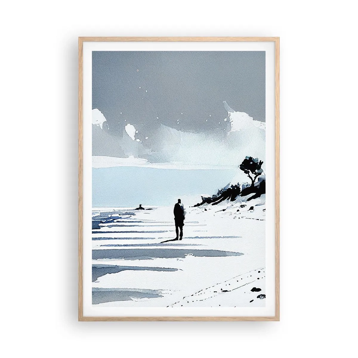 Poster in cornice rovere chiaro - Solo con se stesso - 70x100 cm