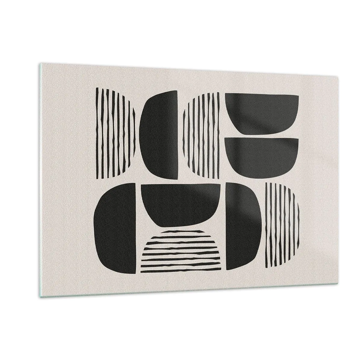 Quadro su vetro - Composizione astratta di forme geometriche con linee - 120x80cm - Sistemi di metà - Decorazione murale moderna per soggiorno e camera da letto ARTTOR