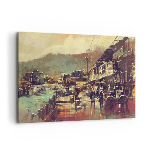 Quadro su tela - Stampe su Tela - Una città con un ponte e strade dallo stile artistico - 120x80cm - La vita come ricchezza di grigio - Decorazione murale moderna per soggiorno e camera da letto ARTTOR