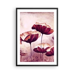 Poster in cornice nera - Papaveri pittoreschi su uno sfondo pastello delicato - 50x70cm - Petalo rosso e bianco - Decorazione murale moderna per soggiorno e camera da letto ARTTOR