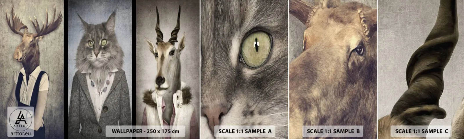 Campione Di Fotomurale Standard Eco - Le pellicce sono nuovamente di moda - Astrazione, Fantasia, Alce - 100x30 cm