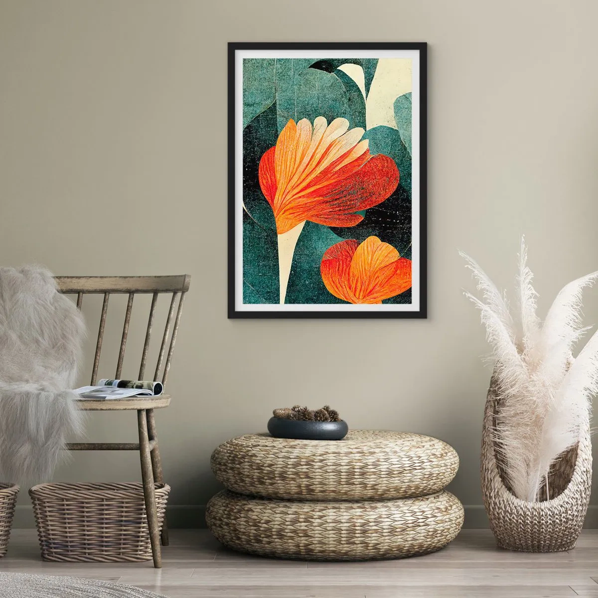 Poster in cornice nera - Caldo dei tropici e fresco del verde - 61x91 cm