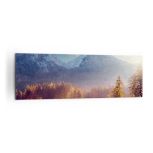 Quadro su tela - Stampe su Tela - Vista pittoresca della foresta di montagna e del lago all'alba - 160x50cm - Sui monti e nelle valli - Decorazione murale moderna per soggiorno e camera da letto ARTTOR