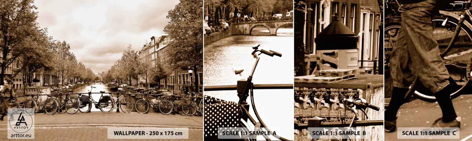 Campione Di Fotomurale Standard Eco - Atmosfera olandese - Città, Amsterdam, Bicicletta - 100x30 cm