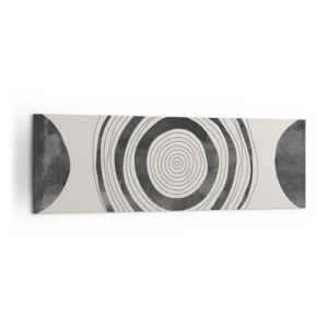 Quadro su tela - Stampe su Tela - Cerchi minimalisti in bianco e nero su uno sfondo chiaro - 160x50cm - Conta ciò che sta in mezzo - Decorazione murale moderna per soggiorno e camera da letto ARTTOR