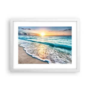 Poster in cornice bianca - Tramonto sul mare - 40x30 cm