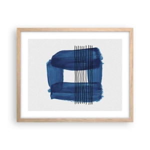 Poster in cornice rovere chiaro - Composizione blu e nera - 50x40 cm