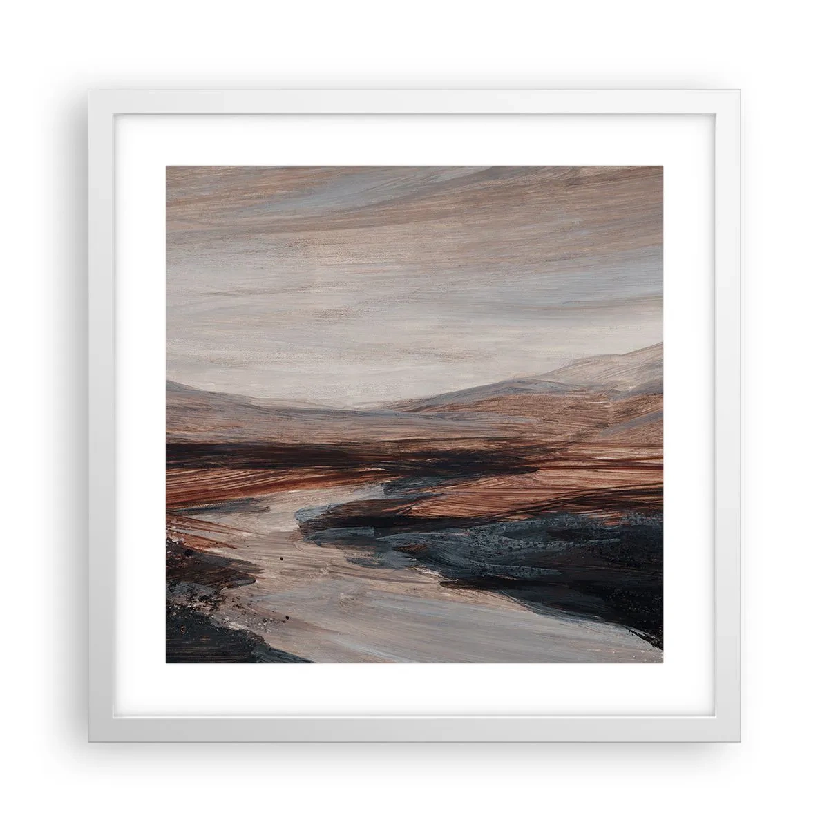 Poster in cornice bianca - Valle tranquilla - 40x40 cm