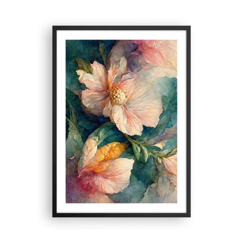 Poster in cornice nera - Delicati fiori in stile acquerello - 50x70cm - Delicatezza pura - Decorazione murale moderna per soggiorno e camera da letto ARTTOR