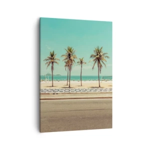 Quadro su tela - Stampe su Tela - Palme sulla spiaggia con vista sul mare e sul cielo azzurro - 50x70cm - A guardia della spiaggia - Decorazione murale moderna per soggiorno e camera da letto ARTTOR