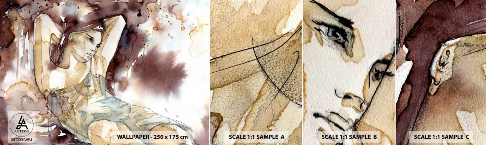 Campione Di Fotomurale Standard Eco - Di umore lilla - Astrazione, Donna, Corpo - 100x30 cm