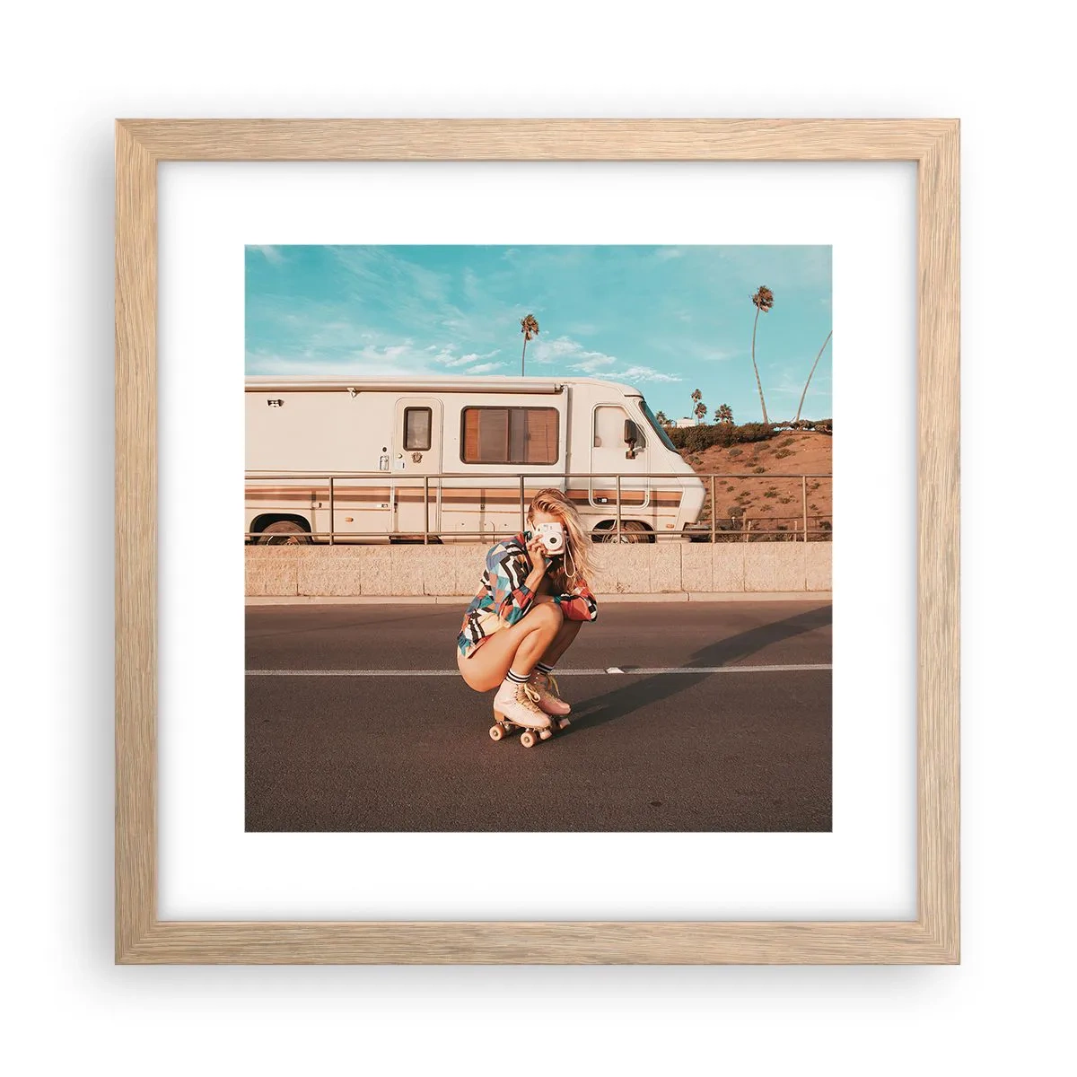 Poster in cornice rovere chiaro - Sorridi per favore! - 30x30 cm