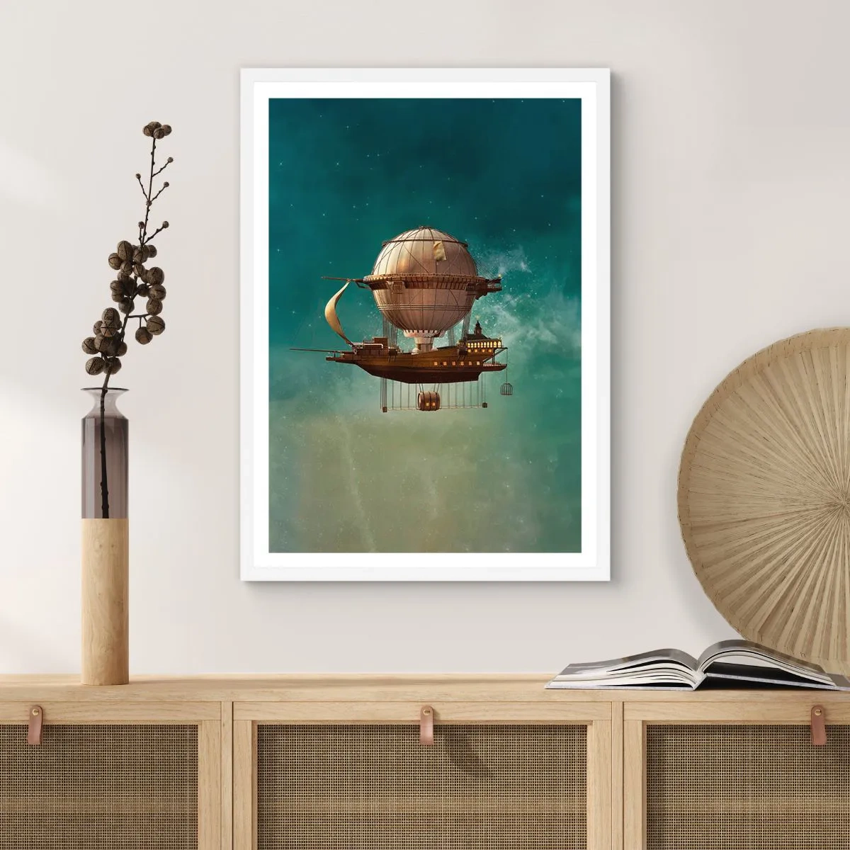 Poster in cornice bianca - Saluti da Jules Verne - 70x100 cm