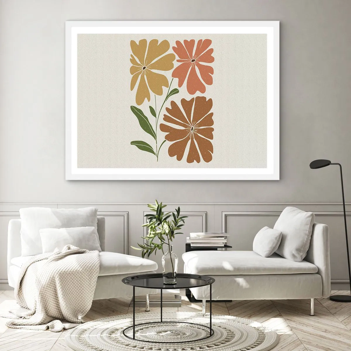 Poster in cornice bianca - Natura e geometria - 100x70 cm