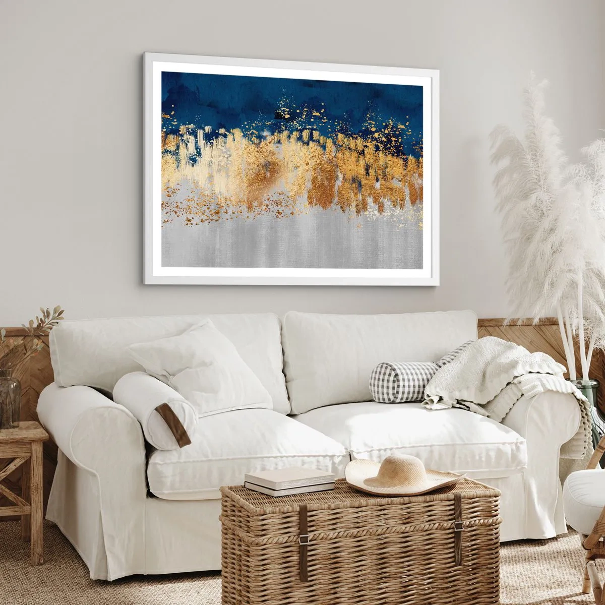 Poster in cornice bianca - Composizione moderna con bagliore - 100x70 cm