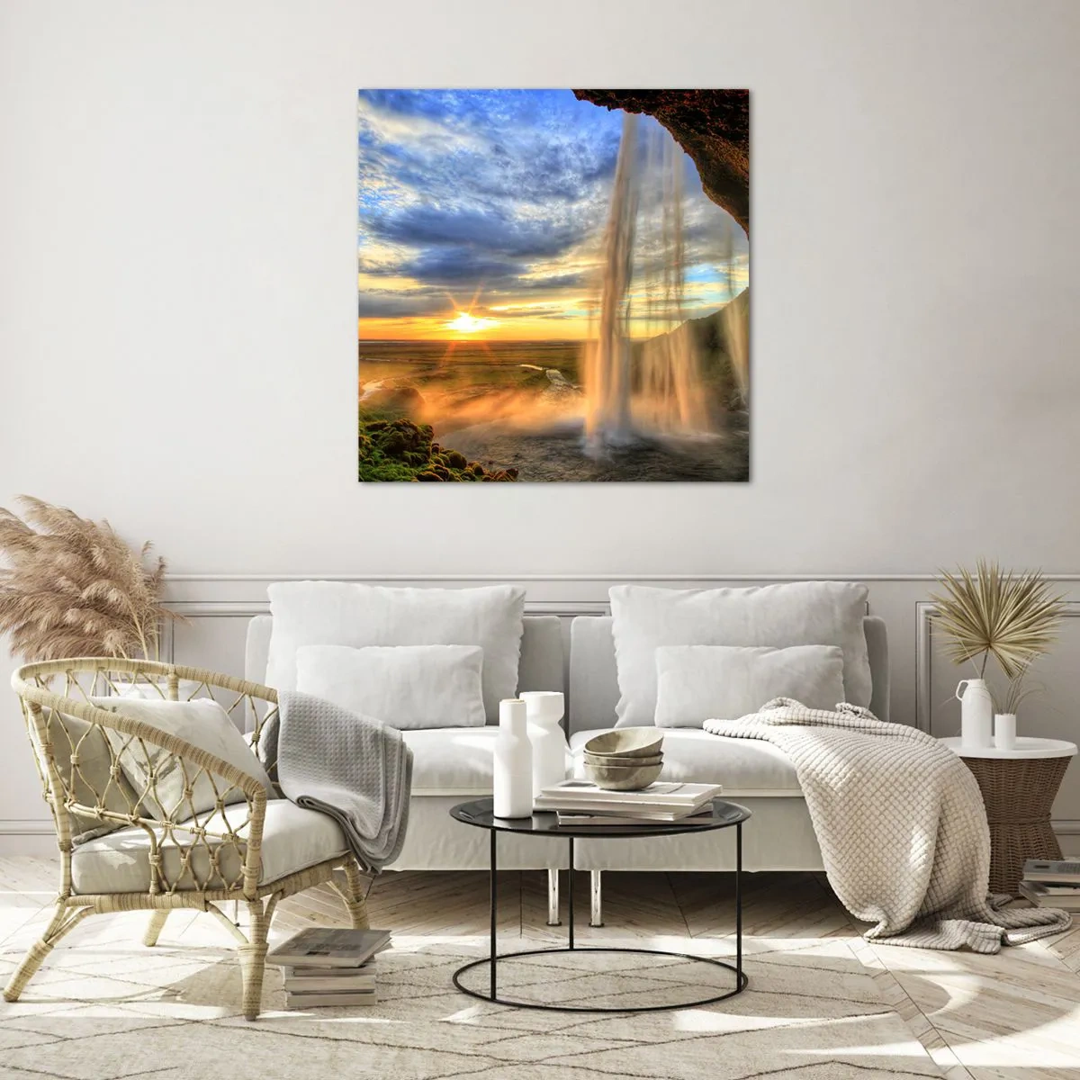 Quadro su vetro - Il mondo dietro una tenda di gocce - 70x70 cm