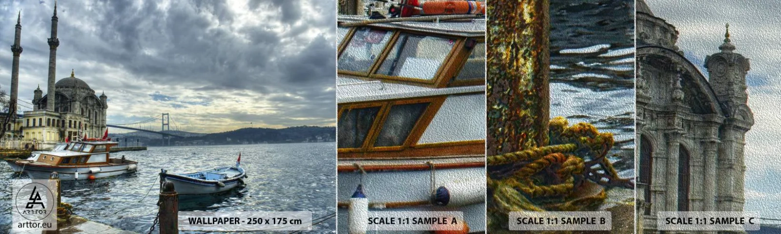 Campione di Fotomurale Premium Sand - Ai confini dei mondi - Città, Istanbul, Turchia - 100x30 cm