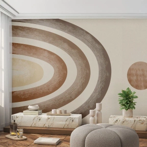 Fotomurali Premium Canvas - Motivo planetario geometrico nei toni del marrone - 100x70cm - In una galassia lontana - Decorazione murale moderna per soggiorno e camera da letto ARTTOR