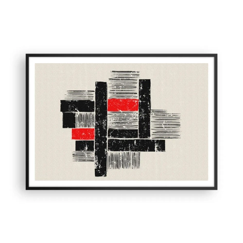 Poster in cornice nera - Composizione geometrica astratta in nero e rosso - 100x70cm - Rosso e nero - Decorazione murale moderna per soggiorno e camera da letto ARTTOR