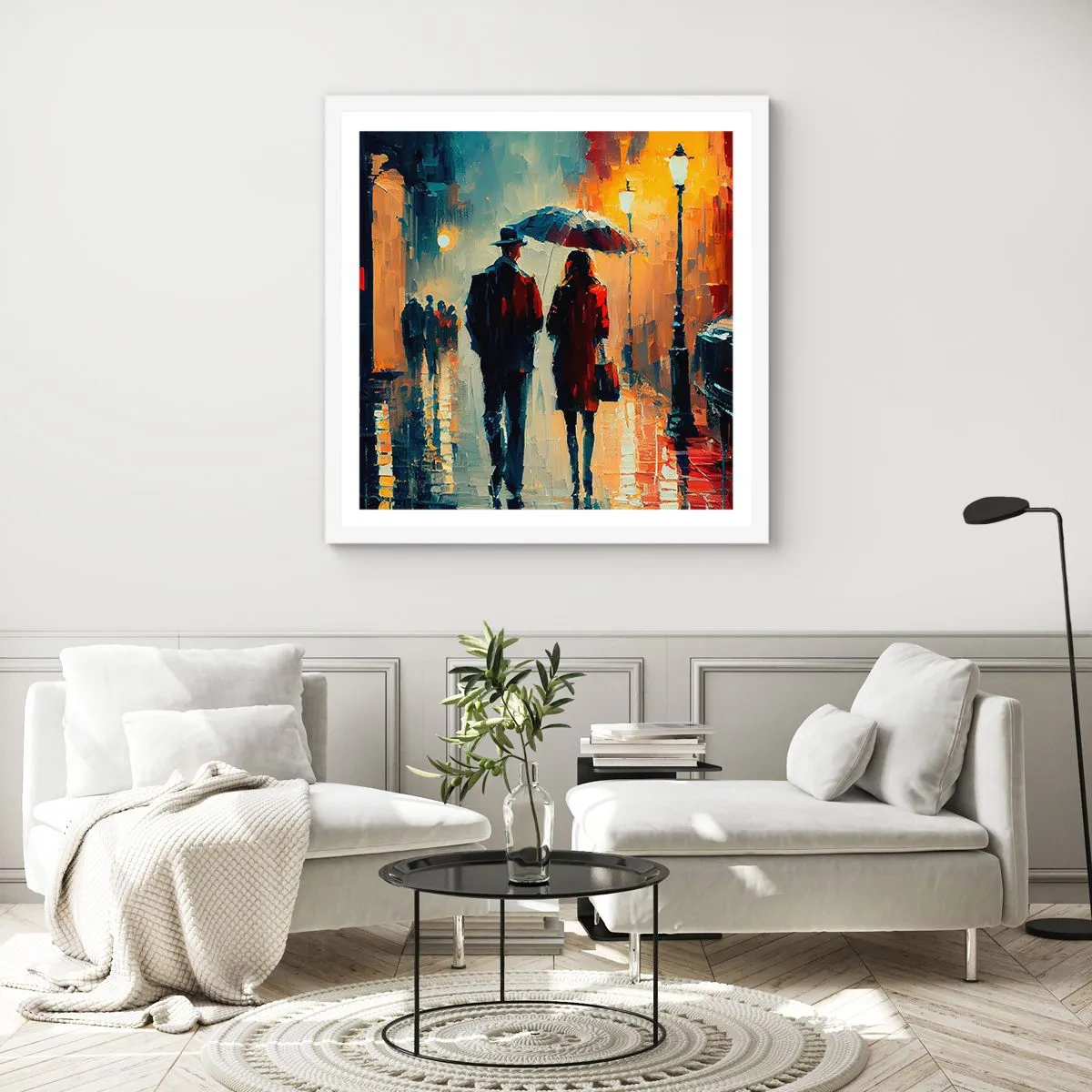 Poster in cornice bianca - Love story cittadina - 40x40 cm