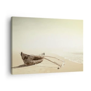 Quadro su tela - Stampe su Tela - Vecchia barca da pesca su una spiaggia sabbiosa - 70x50cm - Ricordo dei mari del sud - Decorazione murale moderna per soggiorno e camera da letto ARTTOR