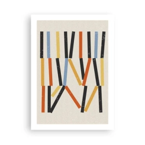 Poster - Astrazione geometrica colorata con linee verticali - 50x70cm - Composizione orizzontale - Decorazione murale moderna per soggiorno e camera da letto ARTTOR