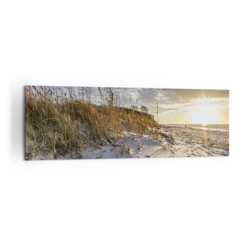 Quadro su tela - Stampe su Tela - Dune con erba e impronte nella sabbia al tramonto - 160x50cm - Invito a passeggiare - Decorazione murale moderna per soggiorno e camera da letto ARTTOR