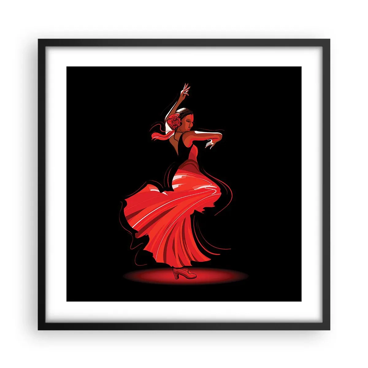 Poster in cornice nera - Lo spirito focoso del flamenco - 50x50 cm